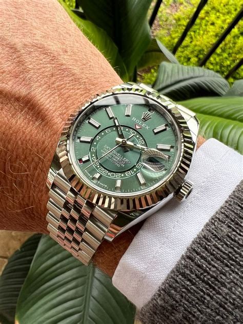 green rolex skydweller|Rolex Sky-Dweller price used.